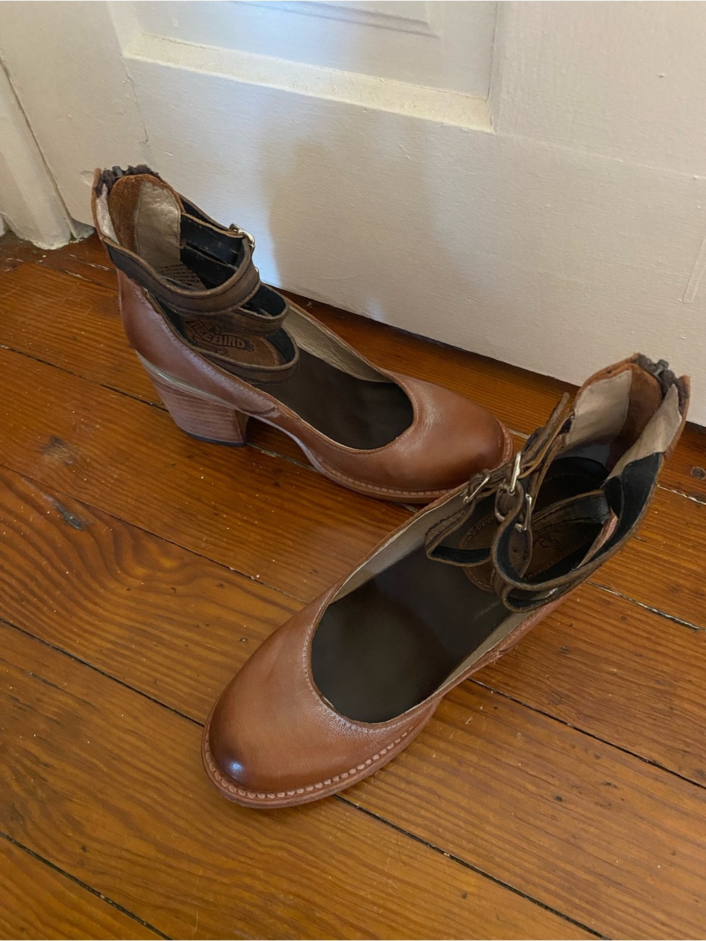 Free Bird Rose Gold Leather Ankle-Strap Heels - Women's Classic Pump